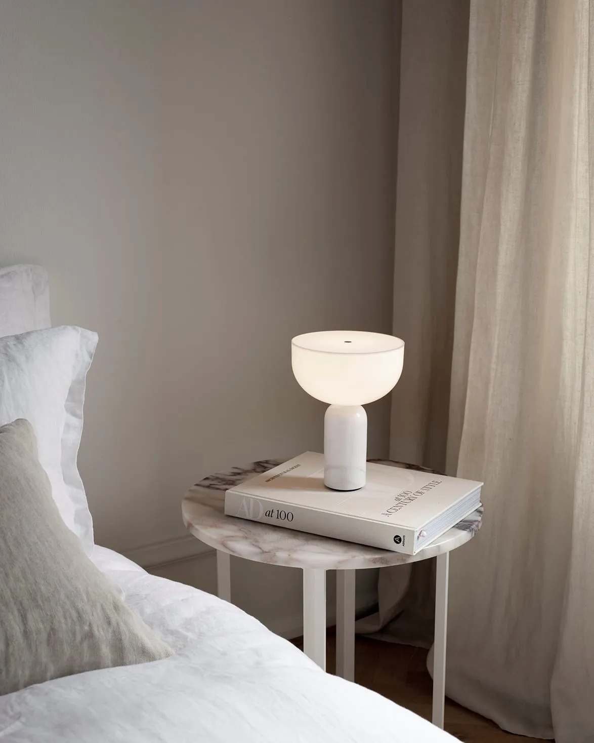 New Works Kizu Portable Table Lamp White Marble