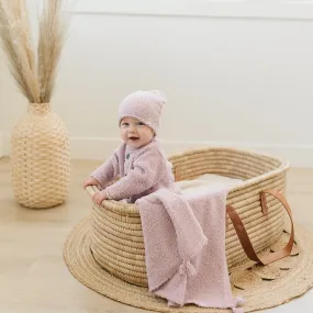 oh baby! Fuzzy Knit Layette Receiving Blanket - Dusty Lavender