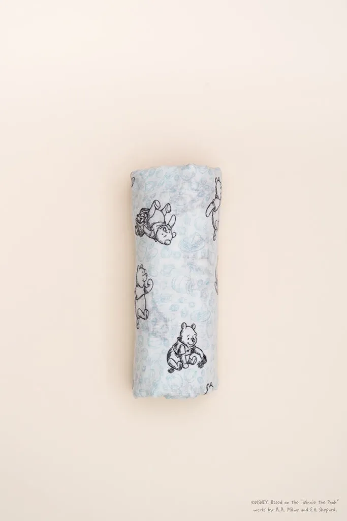 Organic Cotton Swaddle - Blue Hunny Pooh