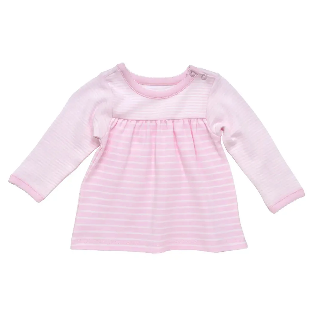 Organic Snap Shoulder Top - Pink Stripe