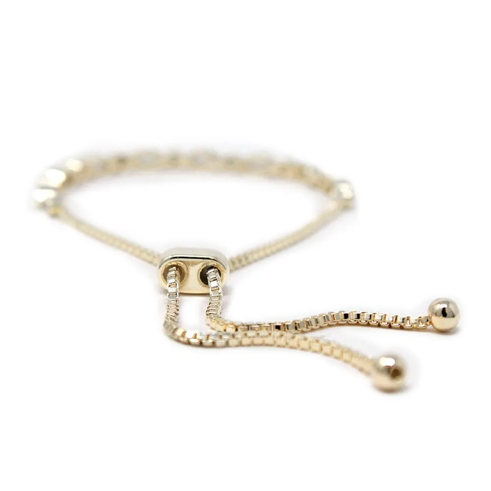 Oval CZ Slide Bracelet Gold Plated