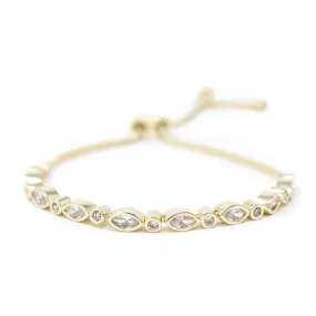 Oval CZ Slide Bracelet Gold Plated