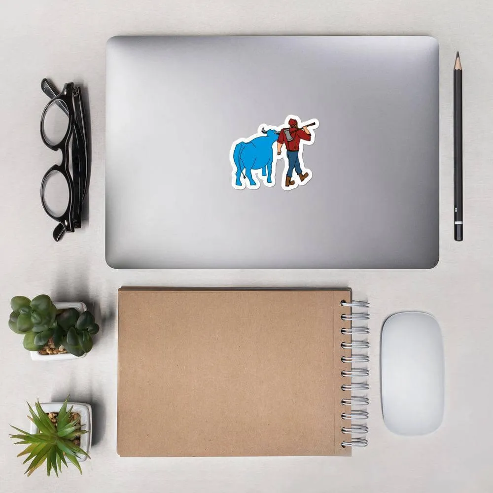 Paul Bunyan & Babe the Blue Ox Laptop Vinyl Sticker