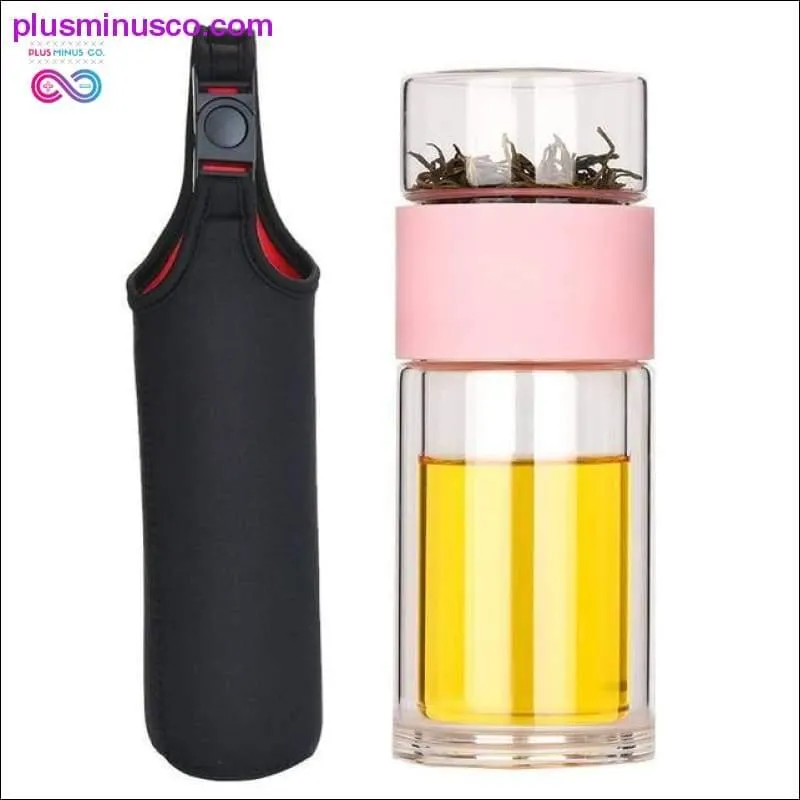 Portable Double Wall Glass Tea Mug Coffee Travel Cup Infuser