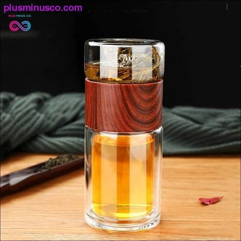 Portable Double Wall Glass Tea Mug Coffee Travel Cup Infuser