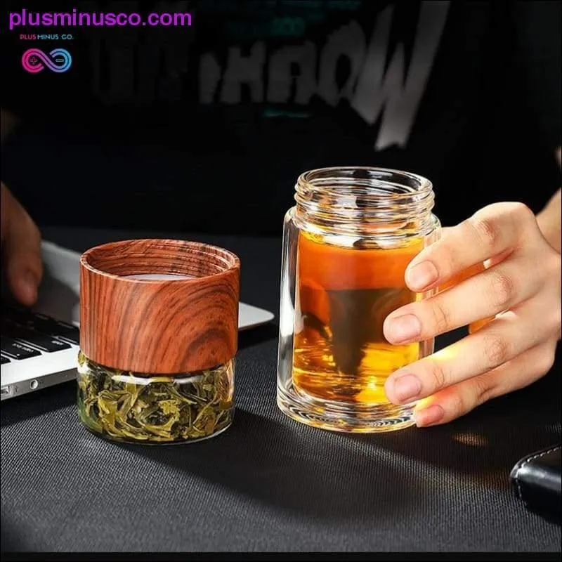 Portable Double Wall Glass Tea Mug Coffee Travel Cup Infuser