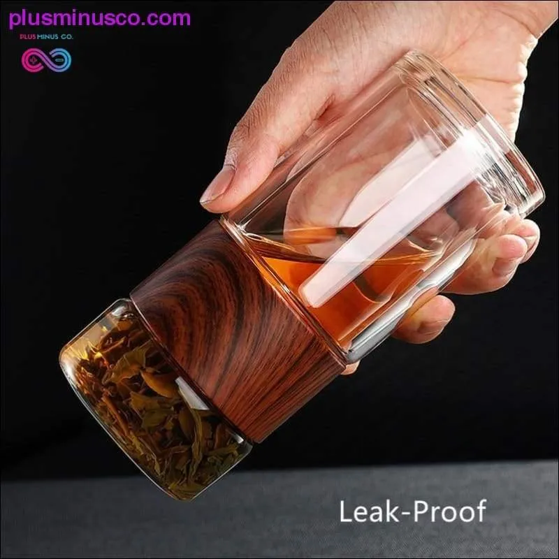 Portable Double Wall Glass Tea Mug Coffee Travel Cup Infuser