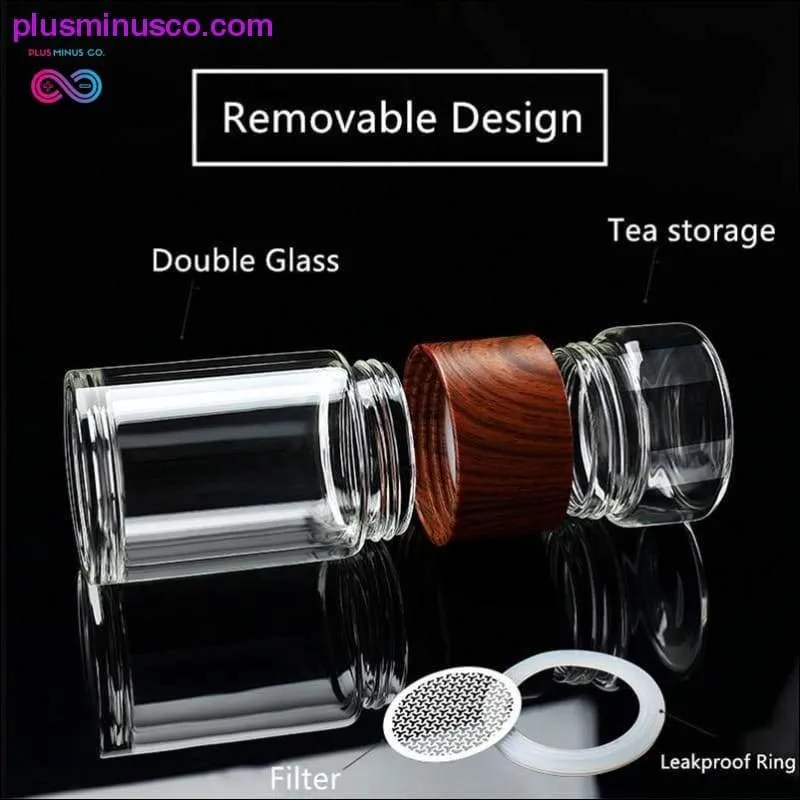 Portable Double Wall Glass Tea Mug Coffee Travel Cup Infuser