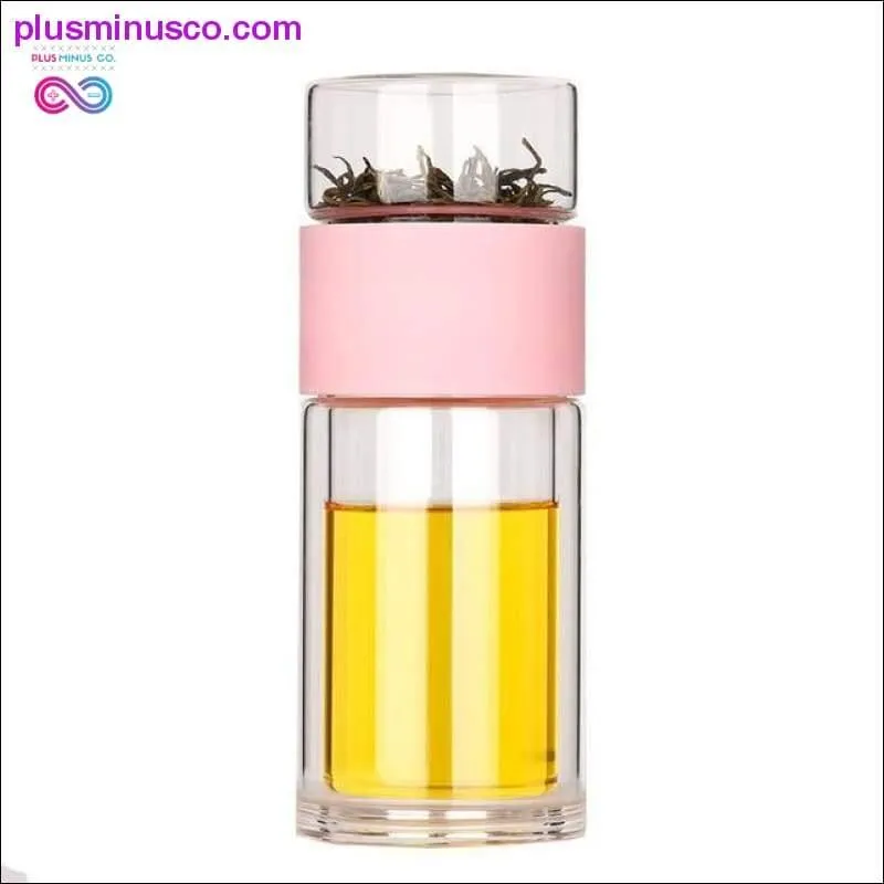 Portable Double Wall Glass Tea Mug Coffee Travel Cup Infuser