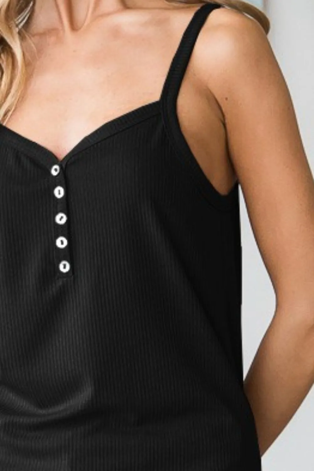 Quarter Button Ribbed Cami