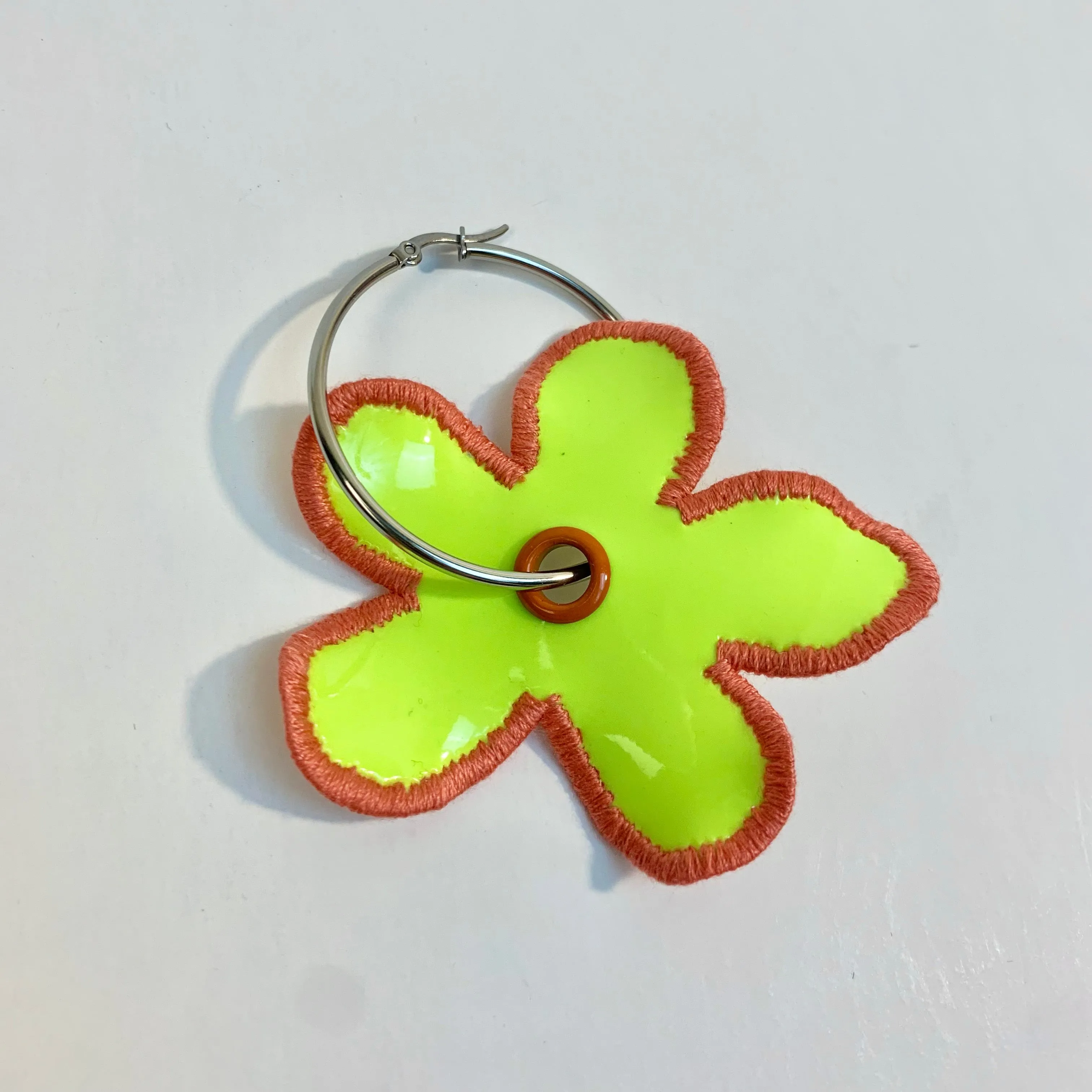 Recycled vinyl flower earring