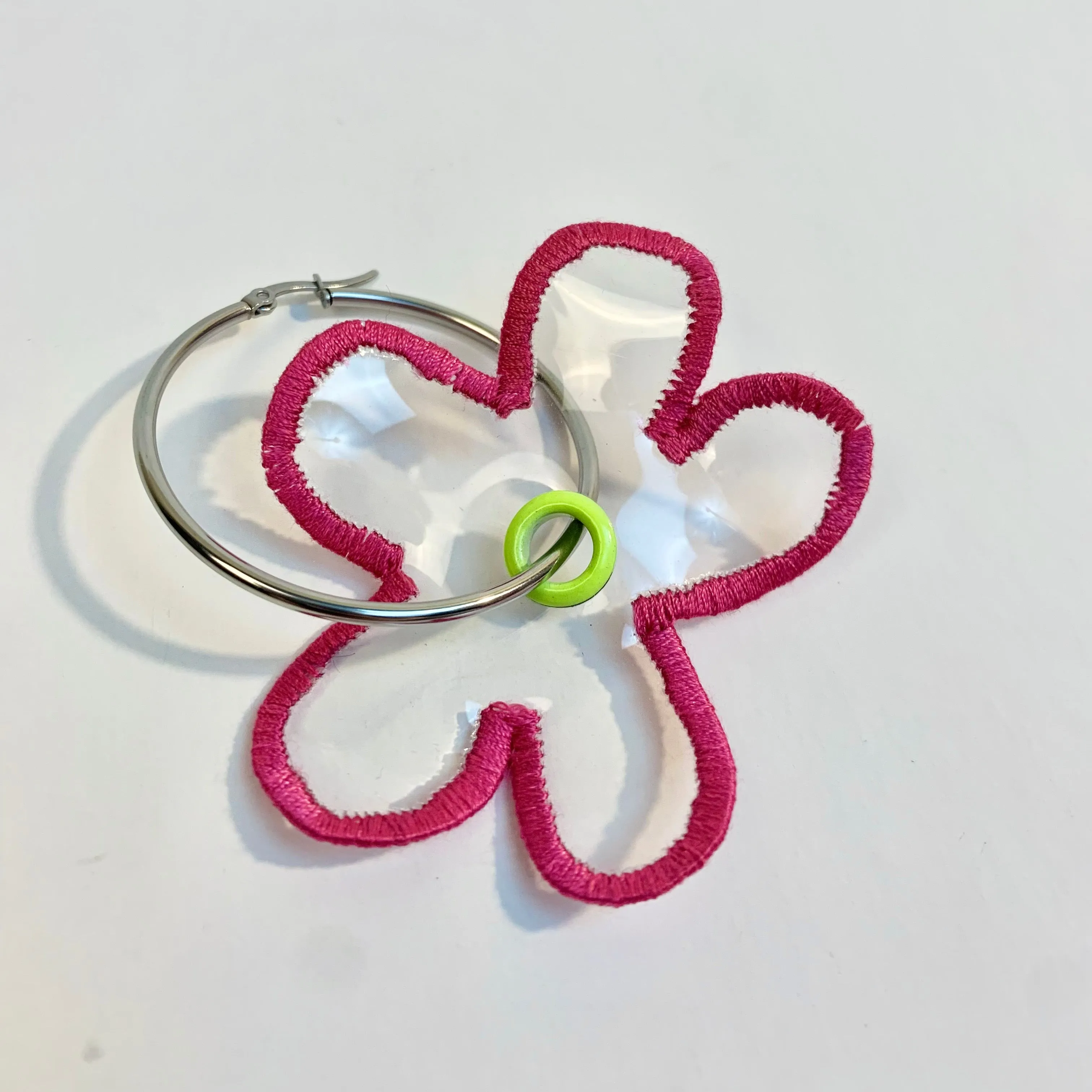 Recycled vinyl flower earring