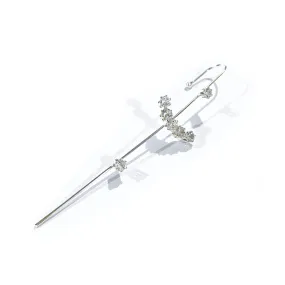 Rhodium Pull-Through Climber Crawler Earring with Swarovski crystals