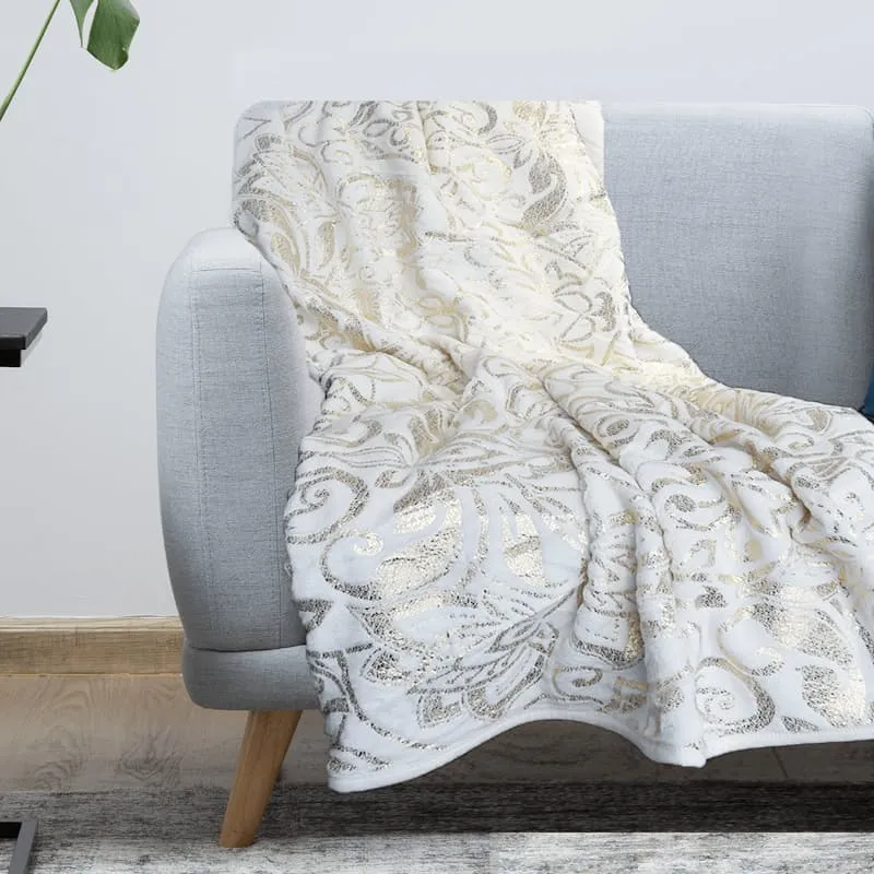 Sesli Plush Luxury Throw 180X200cm Cream/Gold