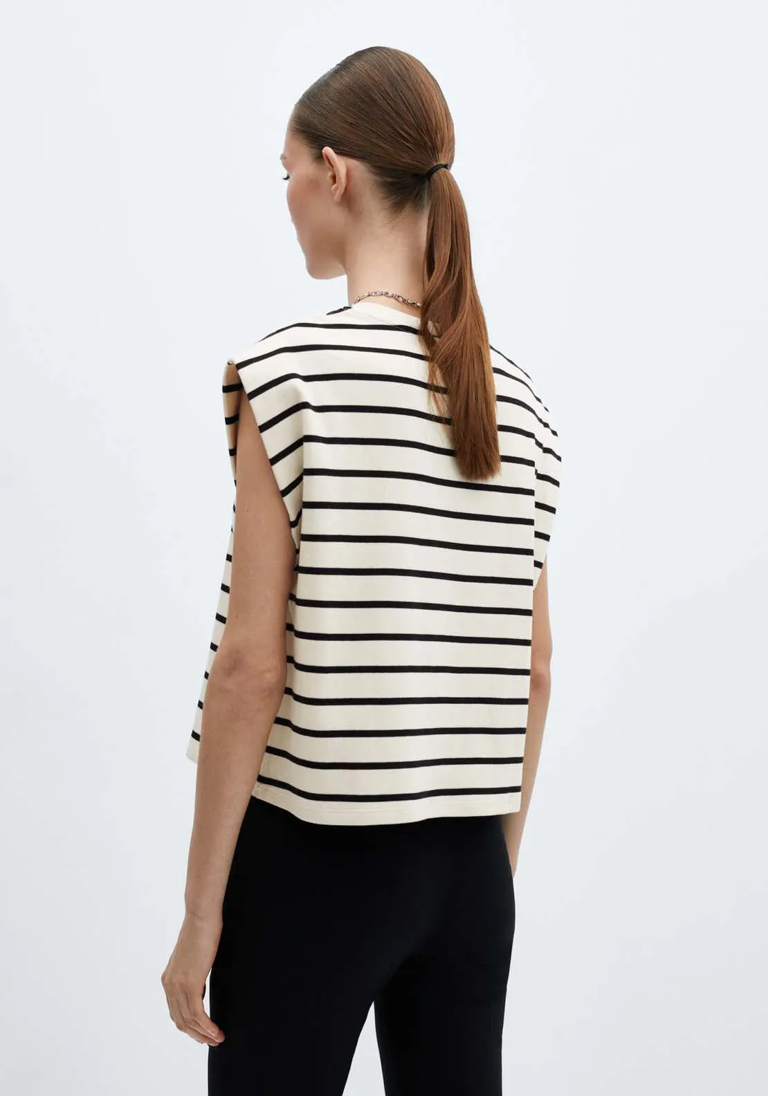 Shoulder pad stripped t-shirt