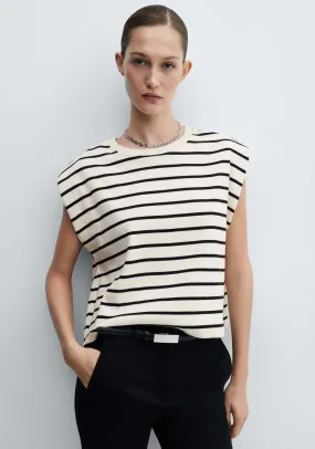 Shoulder pad stripped t-shirt