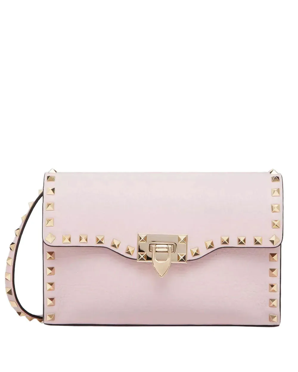 Small Rockstud Grainy Calfskin Crossbody in Rose Quartz