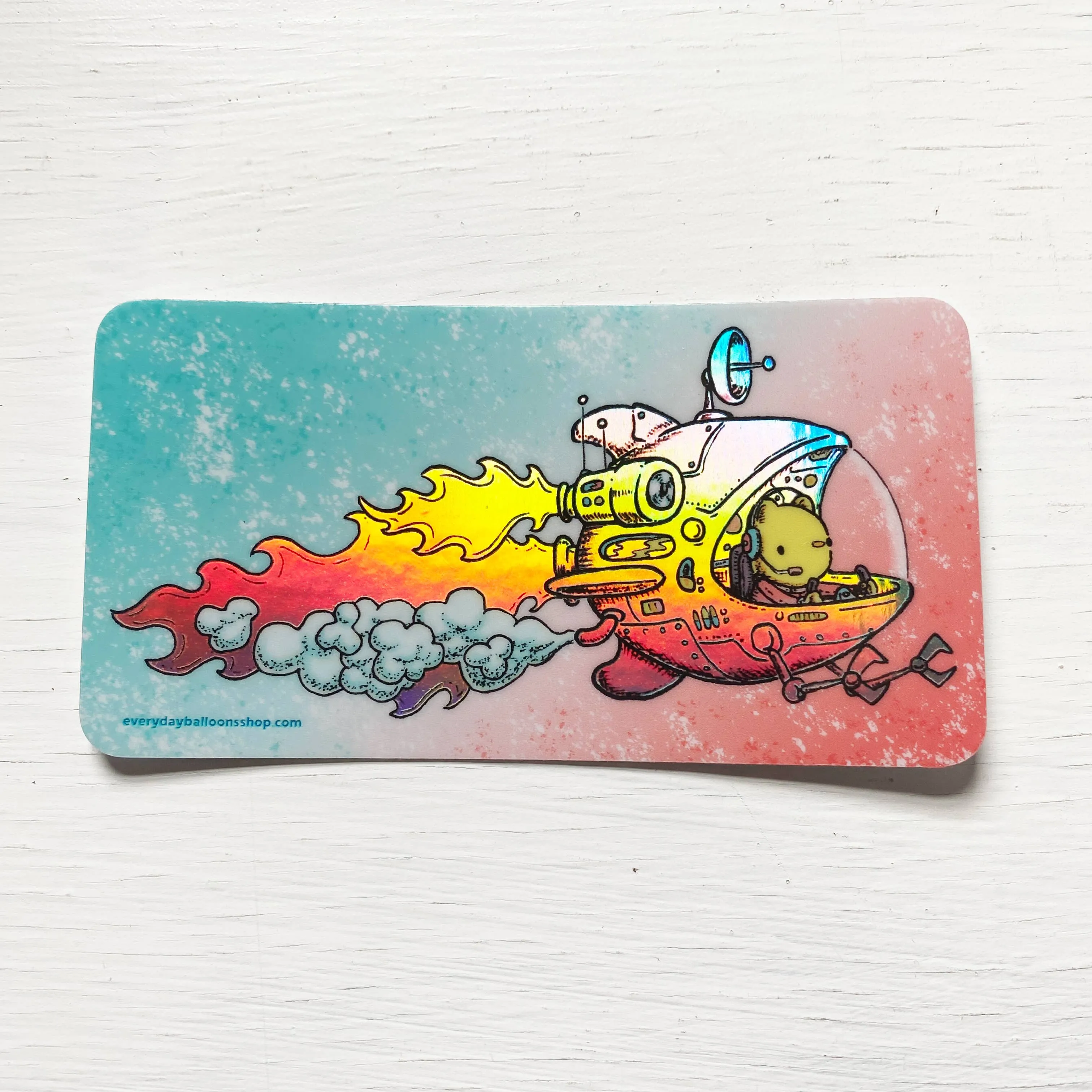 Spaceship Holographic Sticker