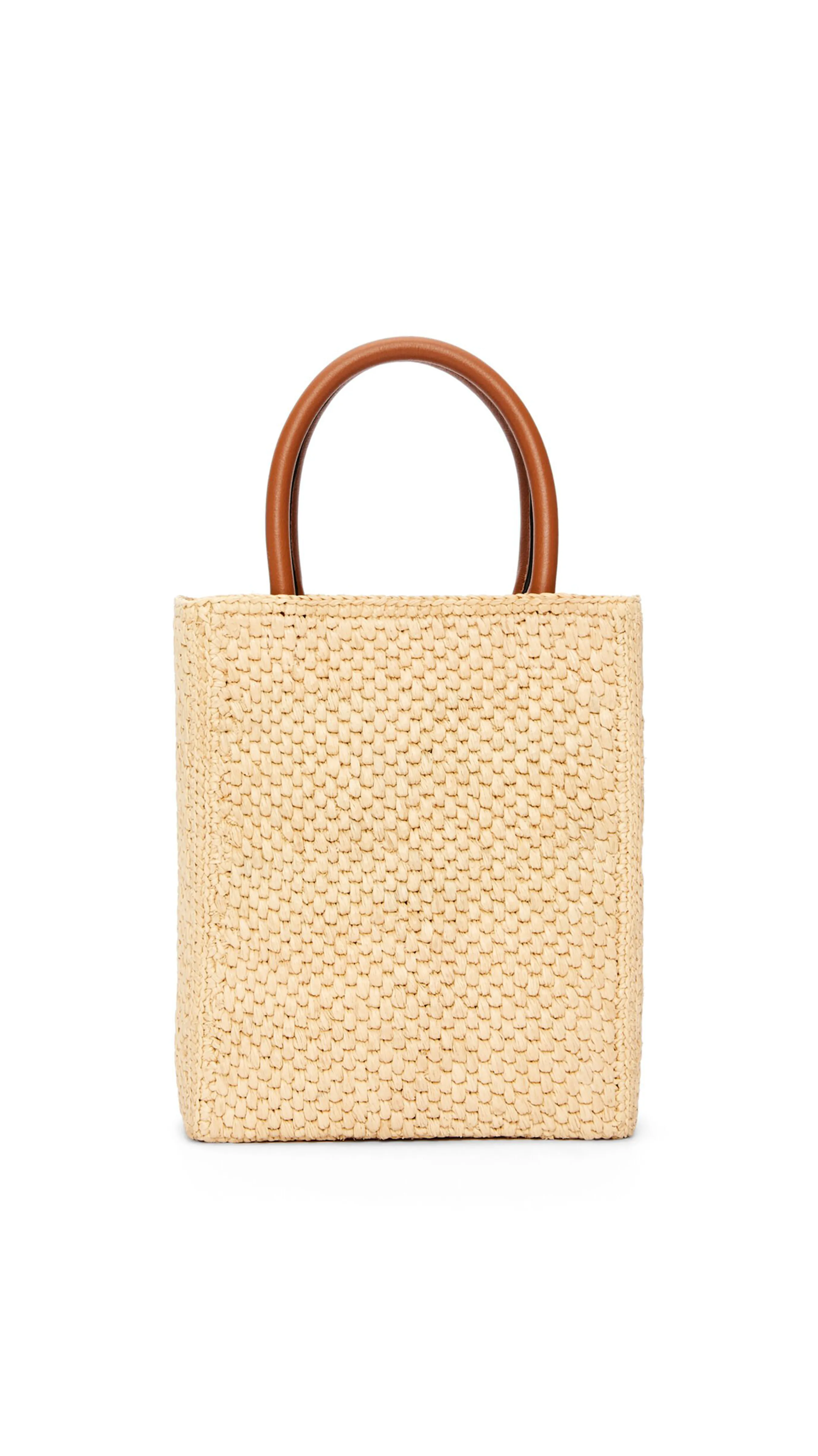 Standard A5 Tote bag in raffia - Natural/Black