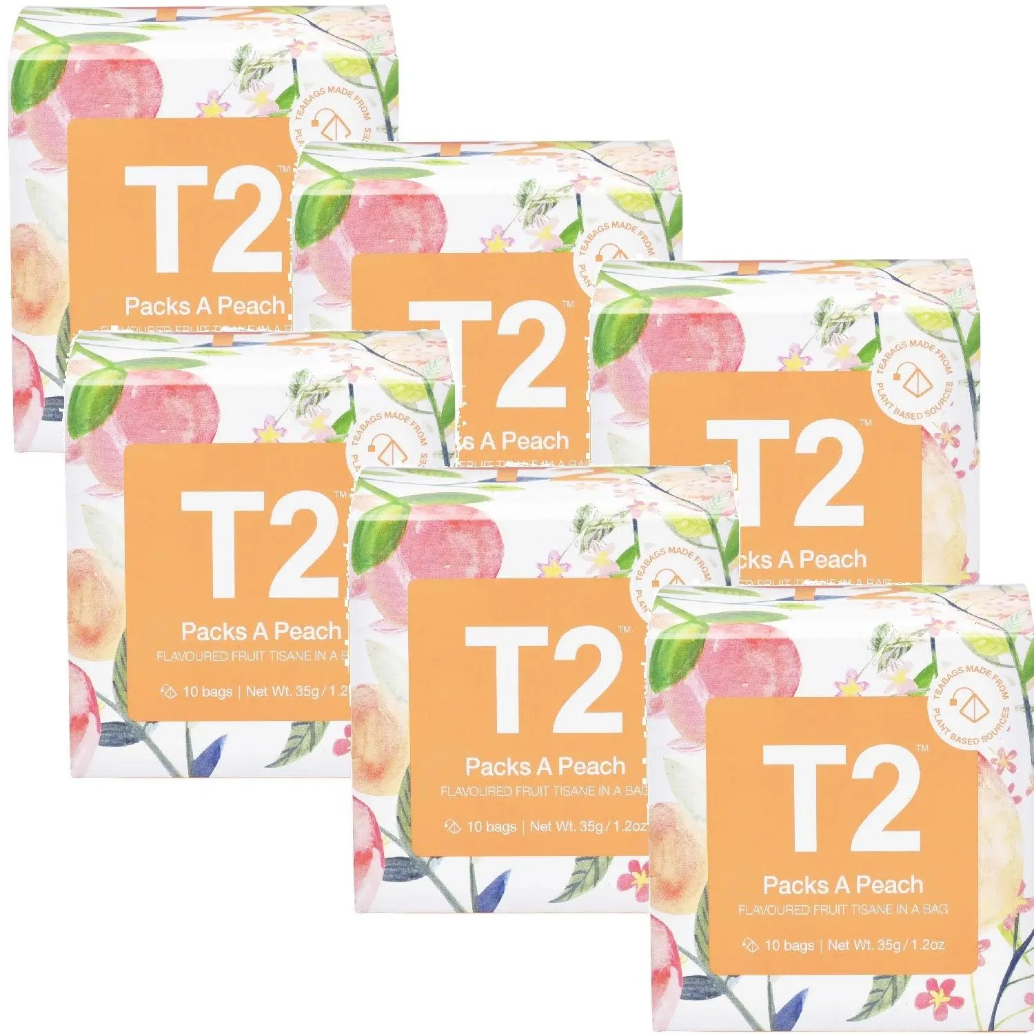 T2 Packs A Peach Teabag 10 Pack Tea Box of 6