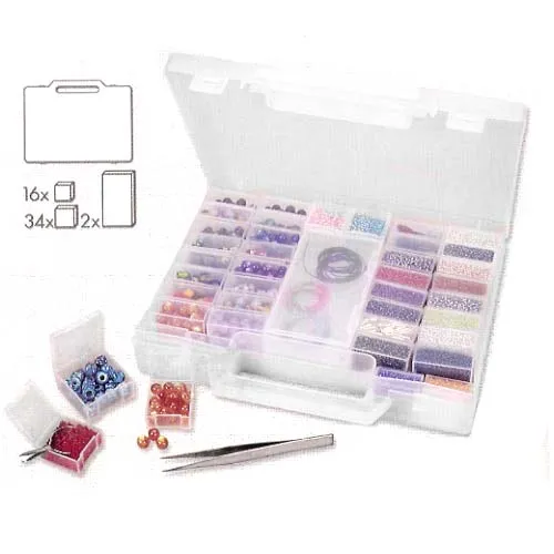 The Beadsmith Portable Bead & Jewelry Storage Box With 52 Removable Compartments