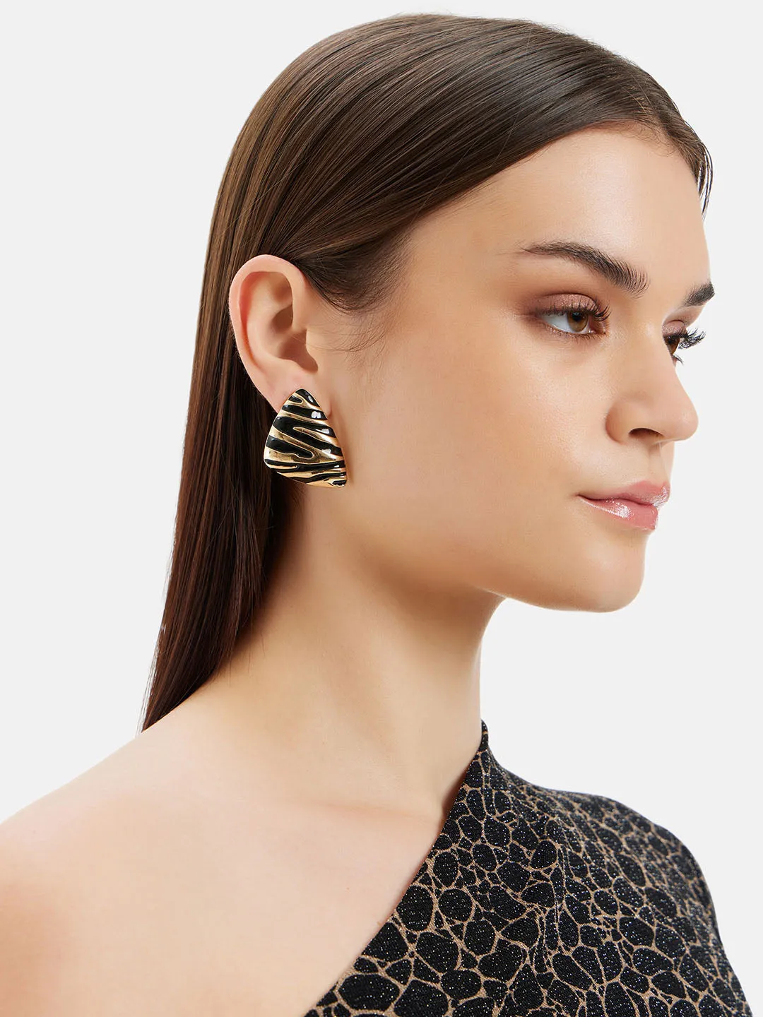 Triangle Stripe Studd Earrings