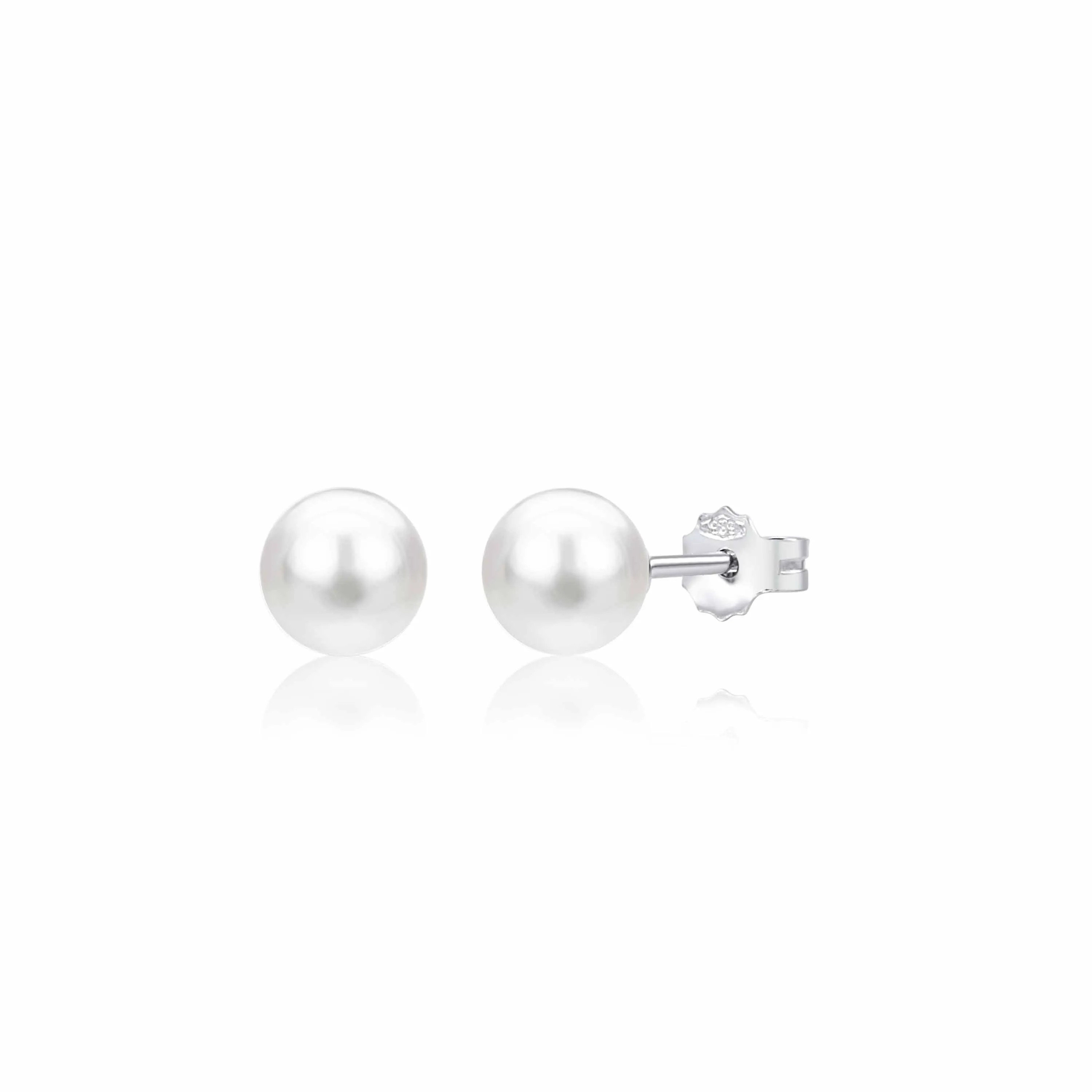 UNICORNJ 14K White Gold Freshwater Cultured Pearl Post Stud Earrings 5 6 or 7mm Italy