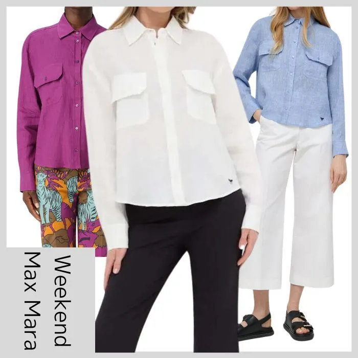 Weekend Max Mara  |Casual Style Linen Long Sleeves Plain Elegant Style