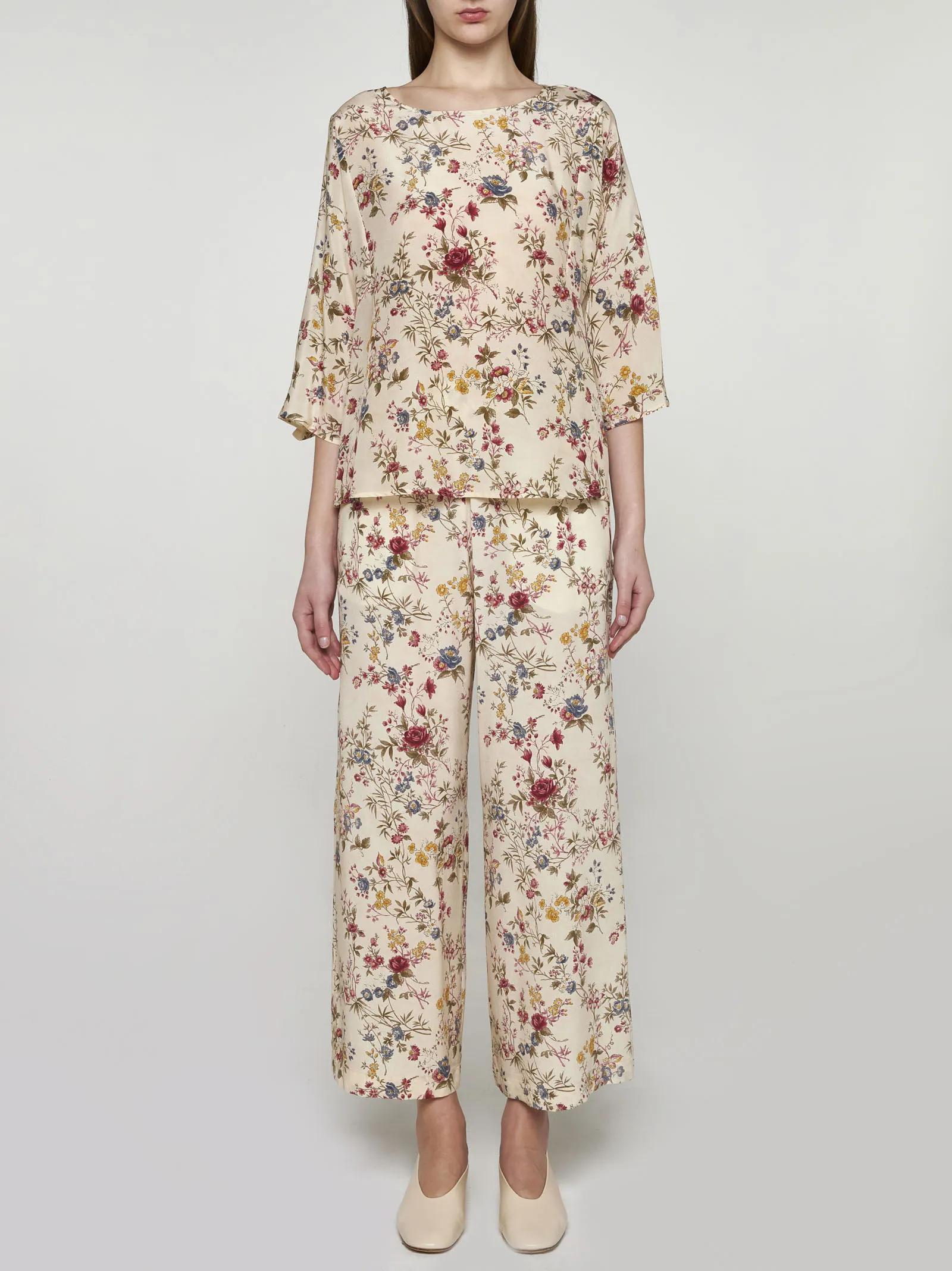 Weekend Max Mara  |Flower Patterns Casual Style Silk Street Style Long Sleeves