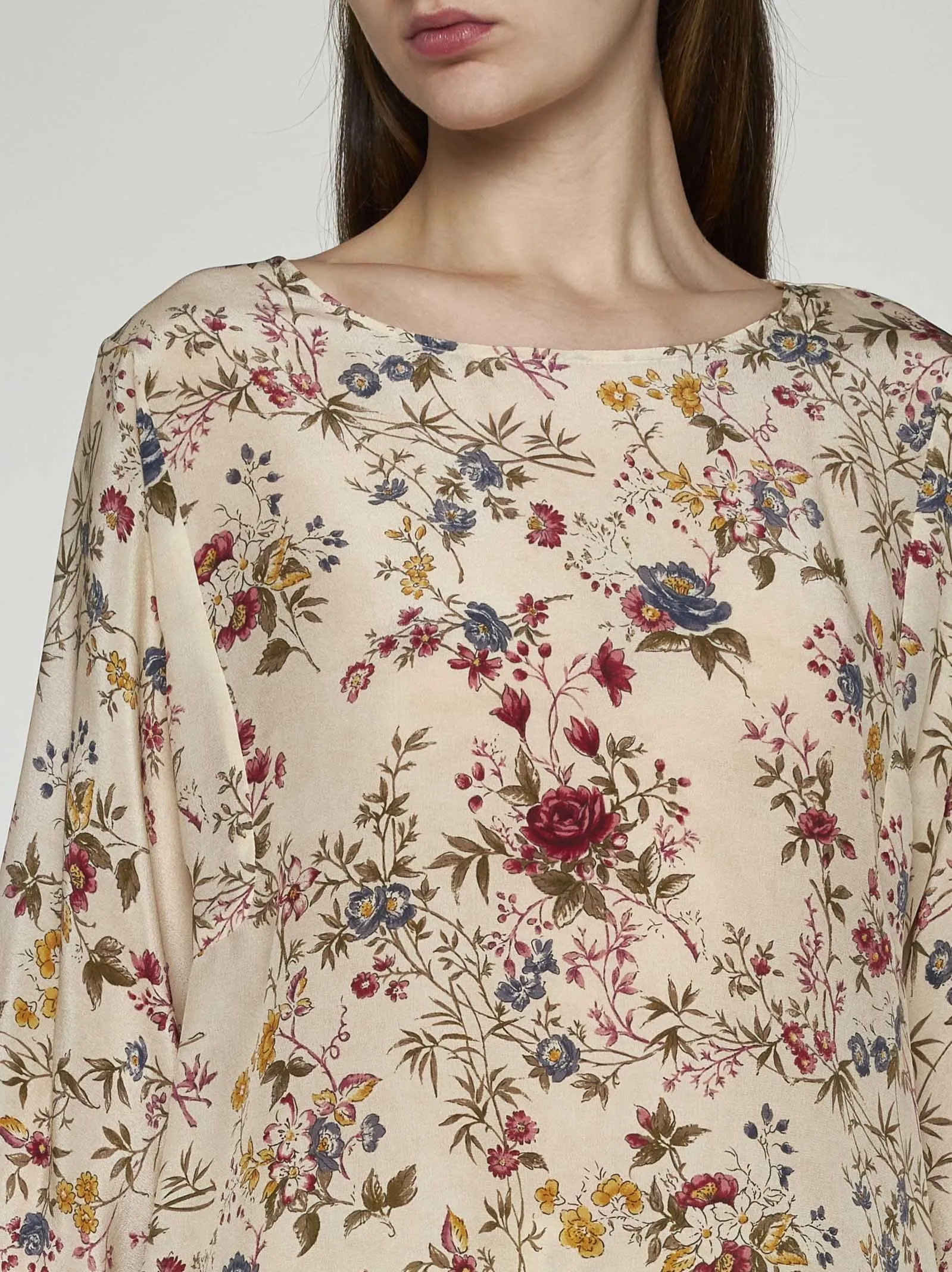 Weekend Max Mara  |Flower Patterns Casual Style Silk Street Style Long Sleeves