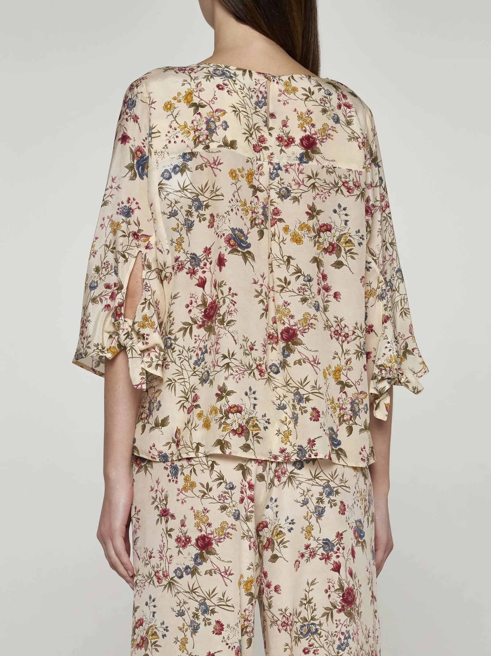 Weekend Max Mara  |Flower Patterns Casual Style Silk Street Style Long Sleeves