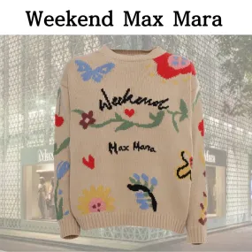 Weekend Max Mara  |Heart Flower Patterns Casual Style Long Sleeves Cotton Logo