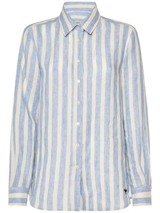 Weekend Max Mara  |Stripes Casual Style Linen Long Sleeves Office Style