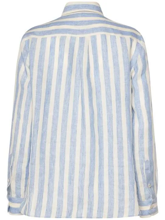 Weekend Max Mara  |Stripes Casual Style Linen Long Sleeves Office Style