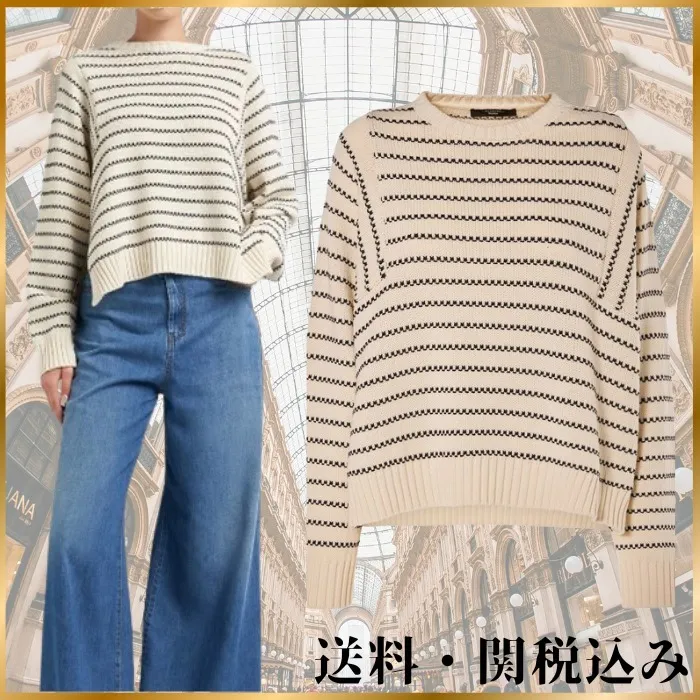 Weekend Max Mara  |Stripes Casual Style Long Sleeves Cotton Office Style Logo