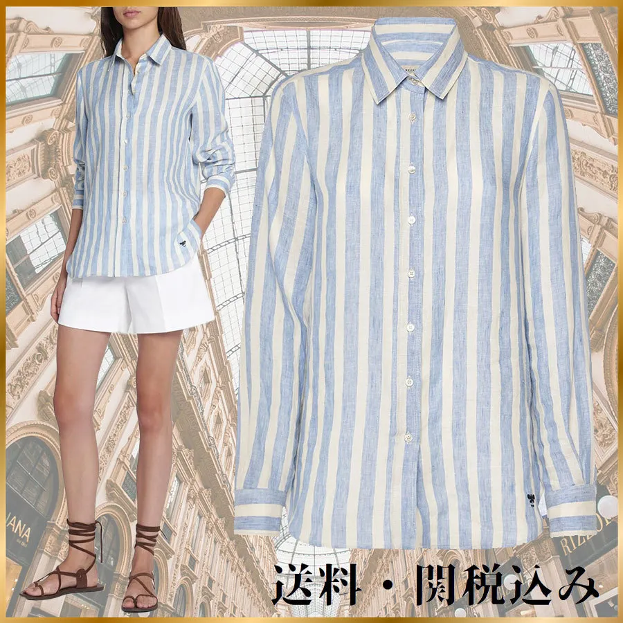 Weekend Max Mara  |Stripes Casual Style Unisex Linen Street Style Long Sleeves