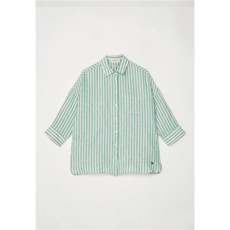 Weekend Max Mara  |Stripes Linen Cropped Elegant Style Shirts & Blouses