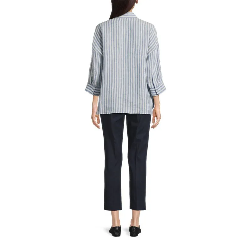 Weekend Max Mara  |Stripes Linen Cropped Elegant Style Shirts & Blouses