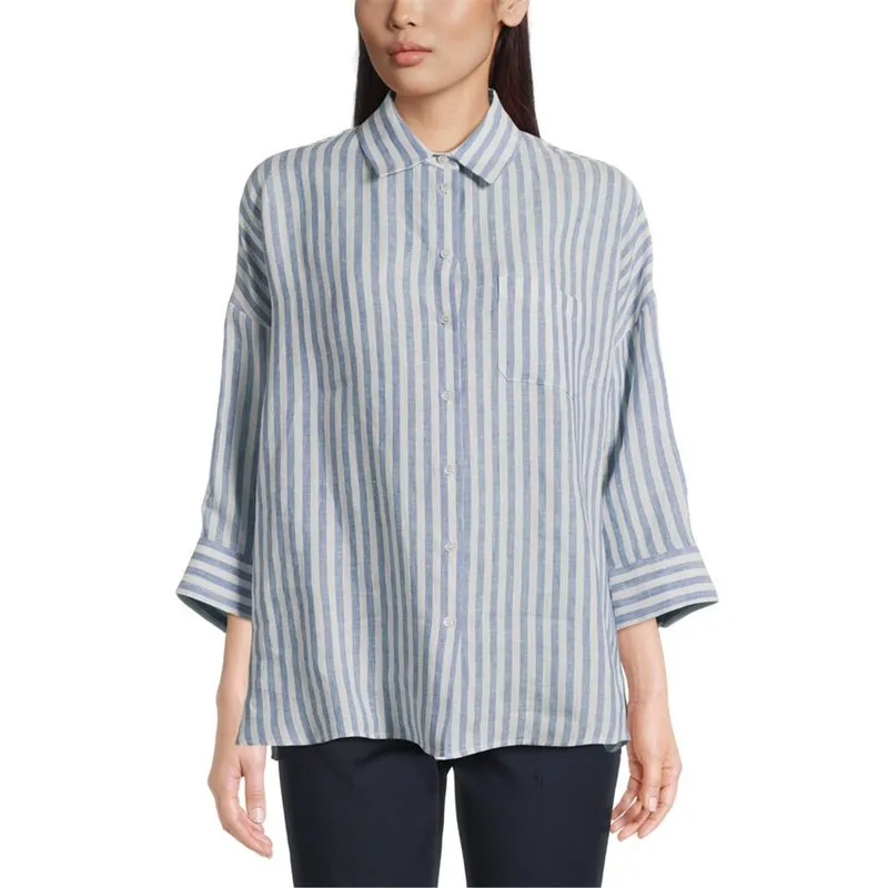 Weekend Max Mara  |Stripes Linen Cropped Elegant Style Shirts & Blouses