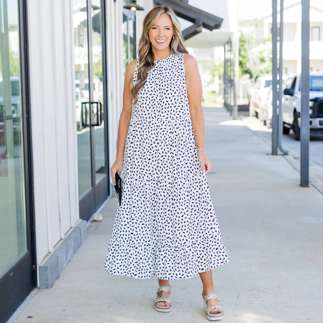 Weekend Wardrobe Maxi Dress, White Dalmatian