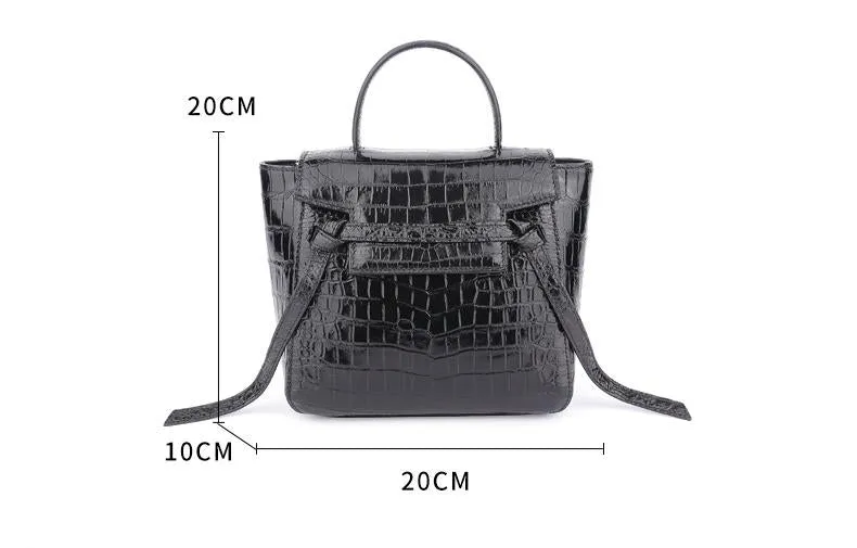 Women's Crocodile Leather Large Capacity Messenger Shoulder Handbag