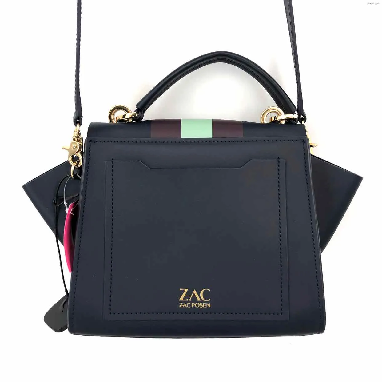 ZAC POSEN Navy Burgundy Leather Pre Loved Crossbody Purse