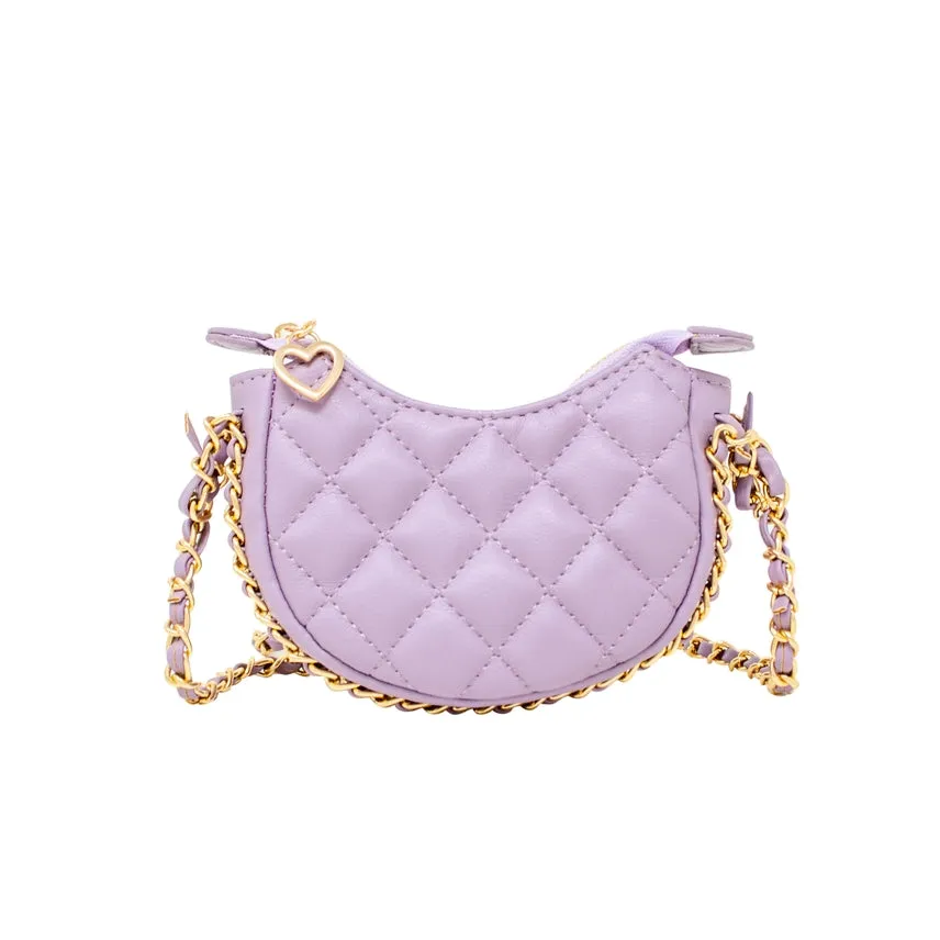 Zomi Gems Tiny Quilted Chain Wrapped Hobo Bag - Purple